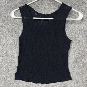Vintage 90s Nan Flower Tank Top M Indie Lace Sheer Layering Dark Romantic Goth